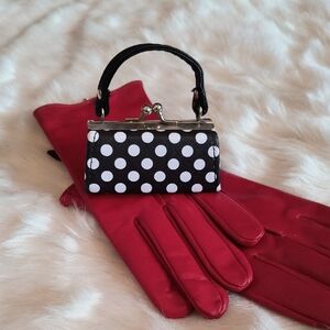 Tik Tok Polka Dot Black and White Handbag. Vegan Leather. Keychain Holder.